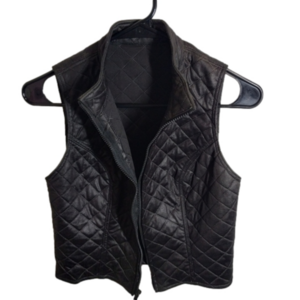 Black Leather Vest 15-16" Pit to Pit Brand Unknown